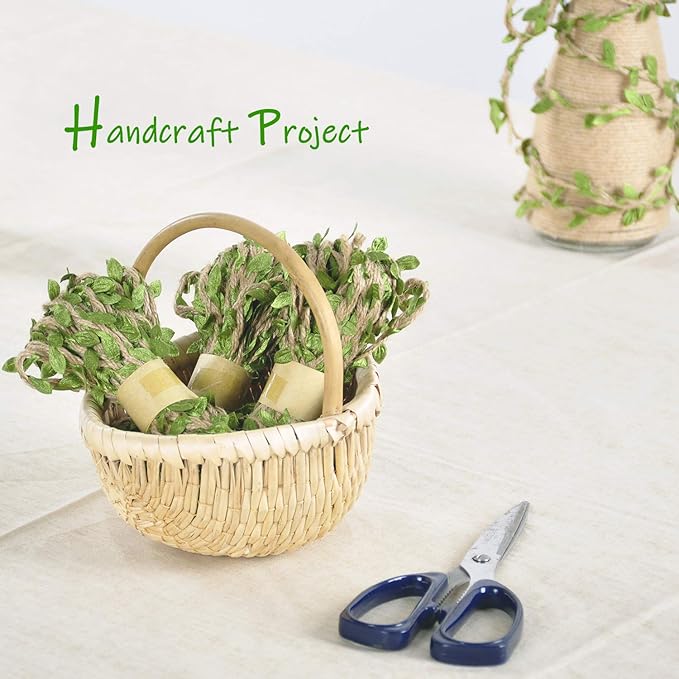 Naidiler 196 Ft Burlap Leaf Ribbon Twine for Crafts for Safari, Jungle, Fairy Party, Woodland Baby Shower, Enchanted Forest Decorations Vines Decor