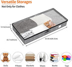 Fixwal 4 Pack Underbed Storage Containers, Below 4.5 Inches Low Profile Under Bed Organizer Clothes Storage Bins with Sturdy Sidewalls and Bottom