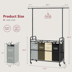 Tajsoon Laundry Sorter Cart with Hanging Clothes Rack, 4 Butler Sorter Basket Organizer, Laundry Hamper Cart with Heavy Duty Rolling Lockable Wheels, 4 Colors