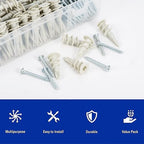 260 PCS Self Drilling Drywall Anchors, 3 Sizes Nylon Plastic Wall Anchors with Screws for Drywall, No Pre Drill Hole Preparation Required, 10x35mm, 13x42mm, 15x32mm