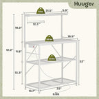 Huuger 4-Tier Bakers Rack with Reversible Power Outlet, 31.5 Inch Microwave Stand, Kitchen Bar, with Top Shelf, 6 S Hooks, White