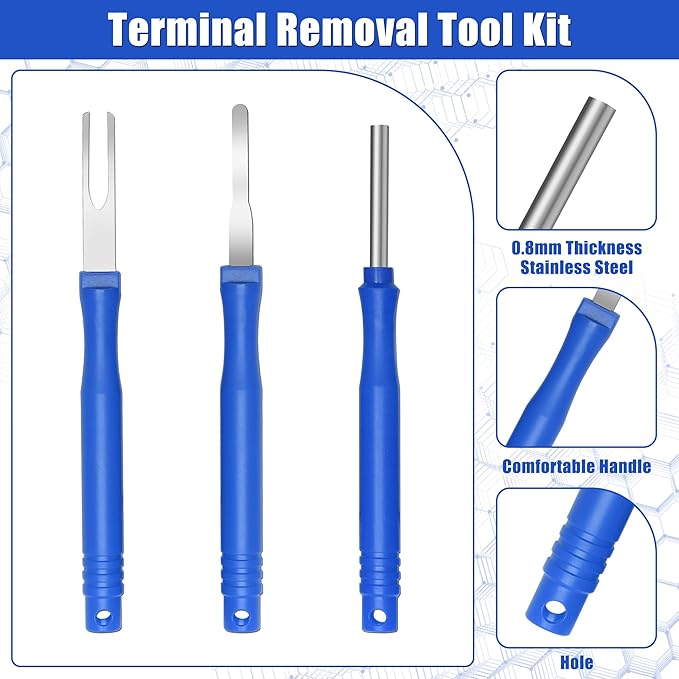 30+4P Terminal Pin Removal Tool Kit, Electrical Connector Depinning Tool Terminal Pin Extractor Kit Wire Release Tool for Car Household Devices (Blue)