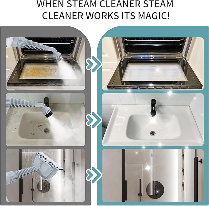 Handheld Steam Cleaner for home, Multipurpose Portable Steam Cleaners Use with Safety Lock and 10 Accessory Kit to Remove Grime, Grease, More