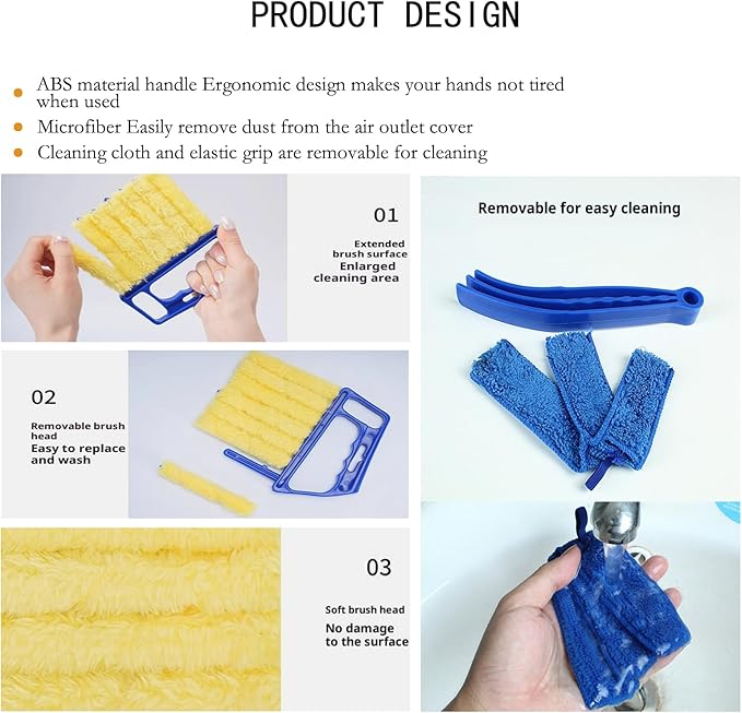 Blind Cleaner Duster Tool, Blinds Cleaner Tool, Extra Washable Blind Duster Sleeve - Microfiber Louver Cleaning Tool for Vents, Air Vent Cleaner and Dusting(8-Pack)