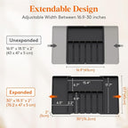 Lifewit Silverware Drawer Organizer, Expandable from 16.9 to 30 inches, Large Utensil Tray for Kitchen, Adjustable Cutlery Holder, Plastic Flatware Storage for Spoons Forks Knives, Black