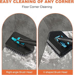 Long Handled Scrub Brush for Shower,3-in-1 Cleaning Brushes with 3 Different Function Cleaning Heads Brush for Shower Cleaning Bathroom Kitchen Walls Tub Tile (Black)