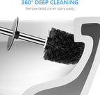SetSail Toilet Brush, Compact Size Toilet Bowl Brush and Holder Toilet Brushes for Bathroom with Stainless Steel Handle Toilet Cleaner Brush with Durable Scrubbing Bristles, 2 Packs