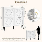 Nicetree Shoe Cabinet with 4 Flip Drawers, Freestanding Shoe Organizer Cabinet with Metal Legs, Farmhouse Slim Shoe Rack Cabinet for Entryway, Foyer, Hallway, White
