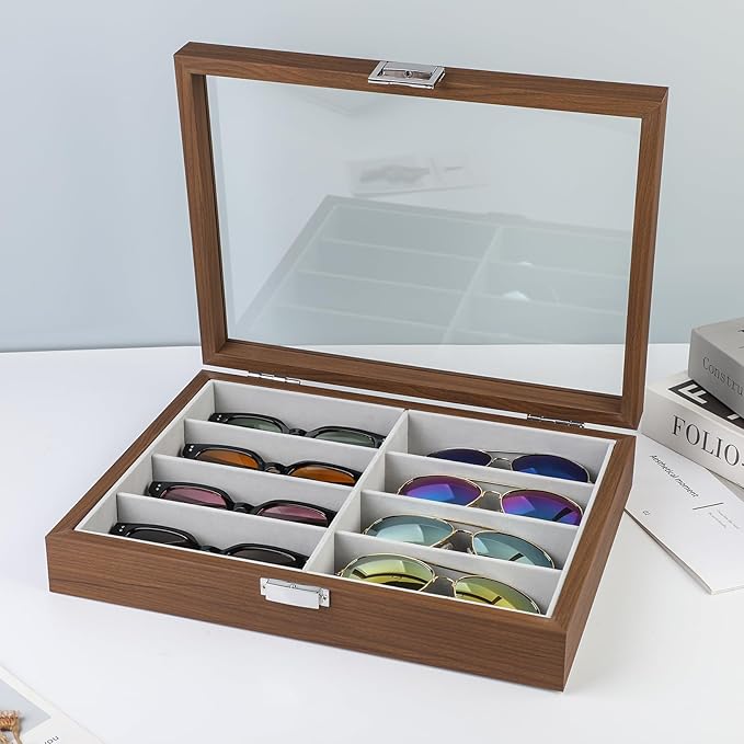 Wooden Sunglasses Organizer Box, Eyewear Display Eyeglass Case, Glasses Storage Box Sunglass Holder Gifts