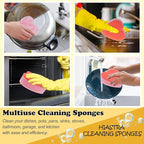 Heart Shaped Non-Scratch Scrub Sponge, Dual-Sided Cleaning Kitchen Sponge and Scrubber for Washing Dishes, Pots & Pans and Household Cleaning Supplies, 6 Scrubbing Sponges