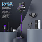 Cordless Vacuum Cleaner, Stick Vacuum with LED Display, 2 Modes 6 in 1 Lightweight Rechargeable Cordless Stick Vacuum with 40Min Detachable Battery Vacuum Cleaner for Home Hard Floor Carpet