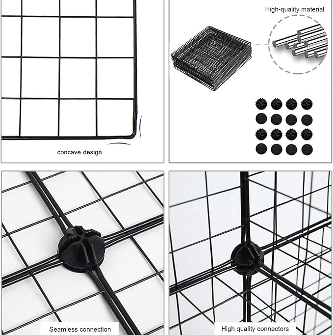 C&AHOME Wire Cube Storage, 12-Cube Storage Organizer Metal, C Grids Storage Bins Shelving, Modular Bookshelf Shelf, Closet Cabinet Ideal for Bedroom, Office 36.6”L x 12.4”W 48.4”H Black