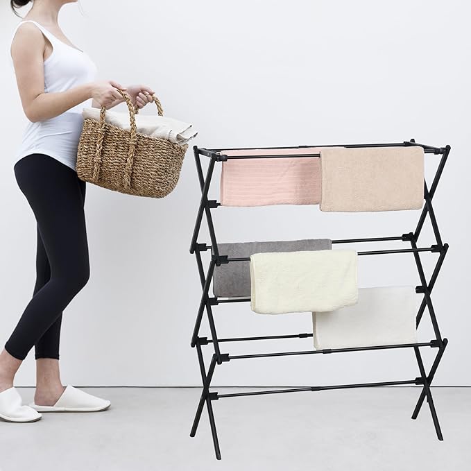 Clothes Drying Rack | Foldable Drying Rack Clothing for Laundry | Small Collapsible Portable Dryers for Laundry | Use for Indoor & Outdoor | Black 37.5"x29"x12"