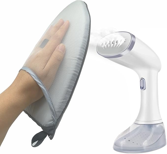 Garment Steamer Ironing Glove Mitt with Finger Loop for Clothes Steaming Mitt Anti Steam Mini Handheld Ironing Pad Board Heat Resistant Steamer Hand Protector with Hanging Loop for Steaming Clothes