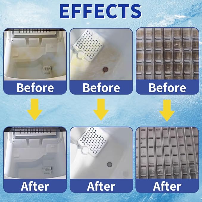 Ice Machine Cleaner Kit - 30Pack Ice Maker Cleaner Tablets - 10Pcs Pipe & Crevice Brush Set - Commercial & Portable Countertop Icemaker Cleaning Solution