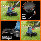 SENIX 20V 10" Cordless Weed Wacker, String Trimmer, Telescoping Rotating Shaft, Adjust Head & Assistant Grip, Auto Line Feed w/ 2.5Ah Battery & Charger, GTX2-M