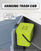 Countertop Compost Bin Kitchen, 1.8 Gallons Hanging Trash Can with Lid for Kitchen Cabinet Door, Under Sink, Wall Mounted Waste Bin for Bathroom, 7L(Lime Green)