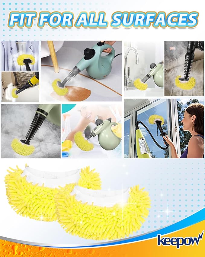 KEEPOW 10 Pack Universal Microfiber Cloths for Handheld Steam Cleaner Attachments Compatible with Bissell Steam Shot, Wagner Spraytech, PurSteam, Phueut, Dovety, McCulloch, Steam Cleaner Accessories