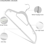 40 Pack Thin Space Saving Hangers, No Slip Clothes Hangers with Non Slip Textured and 360° Hook - Plastic Hanger, Closet Organizer for Shirt, Pants, Suit, Skirt, Coat - Ivory White
