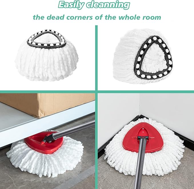 8 PCS Spin Mop Replacement Head,100% Microfiber Mopping Head Replacement Compatible with Triangle Spin Mop, 360 Degree Micro Spinning Mop Replace Head for Easy House Cleaning Floor Mopping