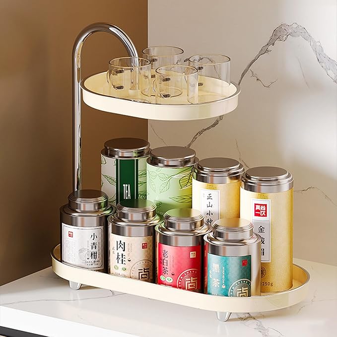 Bathroom Sink Vanity Trays, Skincare Storage Rack Small Countertop Perfume Organizer Lazy Susan Makeup Organizer, White