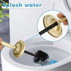 Gold Toilet Brush and Holder Set, Stainless Steel Toilet Brush for Bathroom,Heavy Duty Gold Toilet Bowl Brush and Holder,Deep Cleaning Modern Toilet Cleaner Brush -Space Saving, Covered Brush, Durable