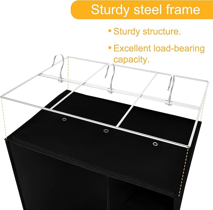 Libeder Shoe Organizer for Closet, 15 Shelf Hanging Closet Storage Shelves - 10 Shoe Rack Organizer and 5 Compartment for Clothes with 6 Side Mesh Pockets for Scarf, Socks,Gloves Black