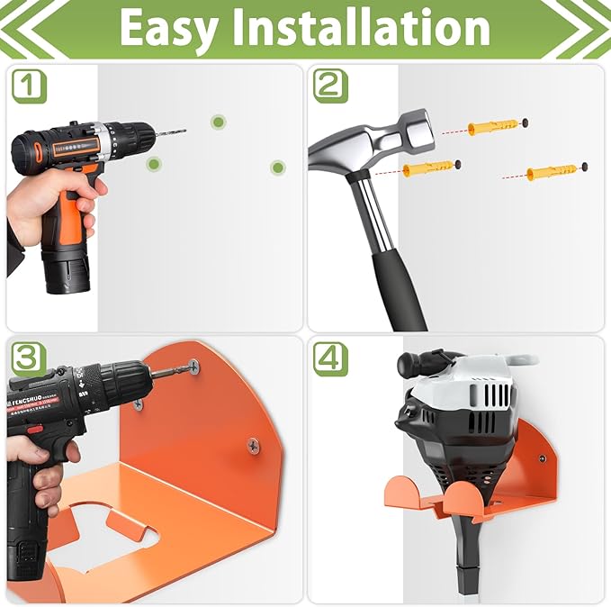 Trimmer Rack Wall Mount Heavy Duty Weedeater Hanger for Garage Wall Bracket Garage Organizer Weed Eater Hanger for Grass Trimmer, Garden Tools 2 Pack