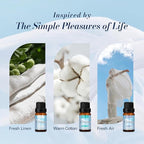 JCLOUD Essential Oils for Laundry, Clean Scent Fragrance Oils Set, Use with Wool Dryer Balls - Fresh Linen, Soft Laundry, Warm Cotton Essential Oils for Diffusers for Home, Natural Fresh Scent, 6x10mL