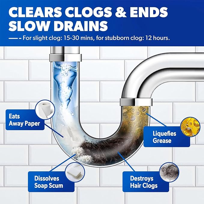2pcs Drain Clog Remover, Pipeline Dredging Agent, Powerful Quick Cleaning Drain Toilet Cleaner Tool, Unclog Toilet Clog And Kitchen Sink Pipe Unblocker Powder