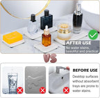 4PCS Stone Drying Trays for Bathroom Sink, Water Absorbing Stone Tray, Water Absorbent Diatomaceous Earth Tray and Coaster, Diatomite Soap Dish, Drying Stones Soap Trays for Kitchen Counter