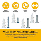 192Pcs Self Tapping Screws Drywall Anchors and Sheet Metal Screw Assortment,4 Size Kit for Installing Drywall, Wood,Metal Sheet Materials