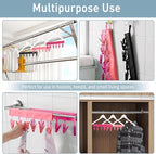 TamBee Portable Hanger Clips Travel Clothesline Travel Hangers Towel Drying Rack Clothing Hanger Folding Portable Sock Dock Swimsuit Drying Rack Hanger with 6 Clips Pack of 3 (Black)