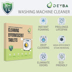 DEYBA Washing Machine Cleaner Tablets – Instant Foaming, Fast Dissolve, Eco-Friendly Odor Removal, Deep Cleaning for HE Front & Top Load, 24 Tablets