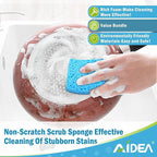 AIDEA Sponges Kitchen, Non-Scratch Scrub Sponge, 12Count, Sponges for Non-Stick Cookware, Kitchen Sponge for Dishes, Cleans Fast Without Scratching, Cleaning Power for Kitchen, Bathroom, Household