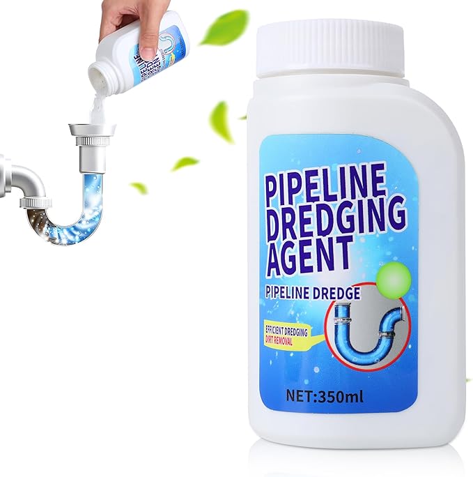 Pipeline Dredging Agent, Kitchen Unblocker, Drain Clog Remover Agent, Powerful Pipe Dredging Agent, Powerful Sink and Drain Cleaner Powder for Kitchen Toilet Quick Cleaning (350ML)
