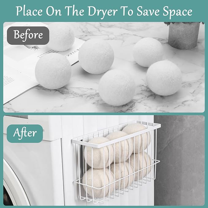 Magnetic Dryer Ball Holder, Lint Bin For Laundry Room, Wool Dryer Ball Storage Container Organizer, Metal Magnetic Laundry Organizer, Magnetic Basket, Laundry Room Organization And Storage