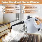 Saker Handheld Steam Cleaner,Portable Steam Cleaner for Home,Powerful 1050W Steam Cleaner Set,Includes 8 Attachments and 5 Fiber Cloths for Quick Heating & Deep Cleaning of Floors, Cars, and Kitchen