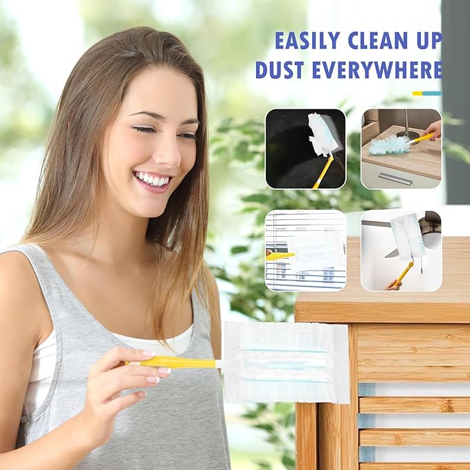 30 Count Duster Refills Compatible with Dusters 180° Handle Dusters, 180° Heavy Duty Multi-Surface Duster Replacement with 1 Standard Handle, Unscented