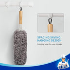MR.SIGA Lint Free Microfiber Duster, Washable and Reusable Duster with Bamboo Handle and Replaceable Head, Duster for Household Cleaning