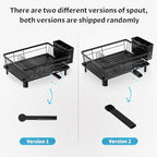 Dish Drying Rack, Stainless Steel-Dish Rack, Dish Racks for Kitchen Counter, Kitchen Dish Drainers with Removable Utensil Holder,New drain outlet,Plate Rack and Drainboard,(Black-11" W x 15" L)