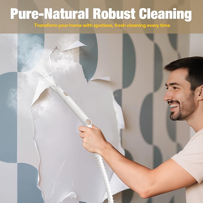 Newbealer Heavy-Duty Steam Cleaner for Home, Stainless Steel Boiler, 12-Piece Accessory Kit, Max 5 Bar Pressure, Multi-Purpose Steamer for Floors, Cars, Furniture, Upholstery, and More