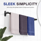 Powools Matte Black Towel Rack for Bathroom - 24" Rustproof Towel Holder, Sturdy Towel Bar Wall Mounted, Space-Saving Towel Hanger, Bathroom Accessories, Home Decor, Apparment Essentials