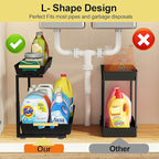 2 Pack Under Sink Organizer,2 Tier Pull Out Adjustable Height Under Cabinet Storage,Under Sink Storage for Kitchen Bathroom Cabinet