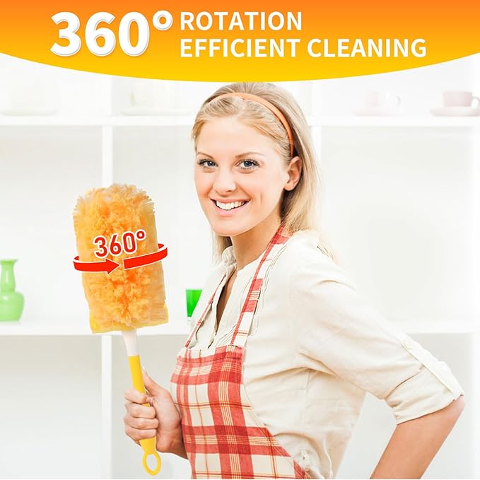 18 Pack Heavy Duty Duster Refills for Swiffer Duster, with 1 Handle, Multisurface 360° Dusters with 4X Microfibers, Unscented Disposable Duster Refills for Cleaning Home, Helps Remove Allergens