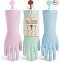 IMARU 3 Pairs Dishwashing Gloves with Hanging Hooks - Reusable Rubber Cleaning Gloves for Household & Kitchen & Gardening, Non-Slip & Waterproof & Durable (Large)