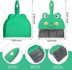 Green Small Dustpan and Brush Set Cute Mini Hand Broom and Dustpan Set Portable Durable Desktop Cleaning Supplies for Tabletop Debris Keyboards