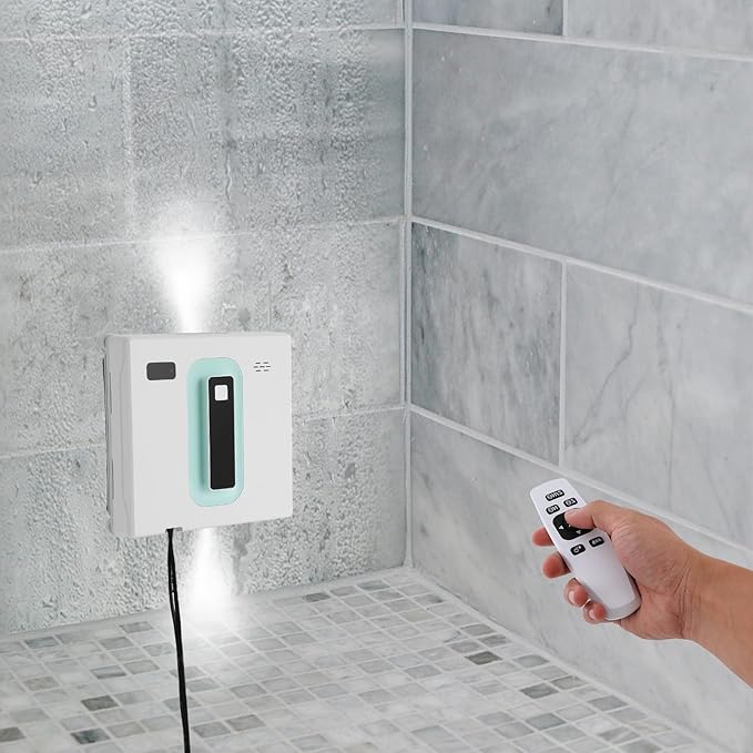 Automatic Window Cleaner 2500Pa Suction Window Cleaner Robot with Dual Spray Design and Remote Control 3 Path Modes Window Cleaning Machine for Windows, Tiles 322.92-538.2ft²Cleaning Area (White)