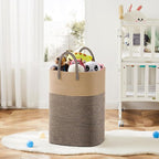 Laundry Basket,Woven Cotton Rope Laundry Hamper,Versatile Storage for Dirty Clothes,Baby Toys,and Blankets in Bathroom, Nursery,and Living Room (Jute, 60L)