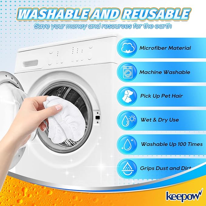 KEEPOW Universal Microfiber Cloths for Handheld Steam Cleaner Attachments Compatible with Bissell Steam Shot, McCulloch, Wagner, Comforday, PurSteam, Steamer Accessories Washable Rags, 8 Pack